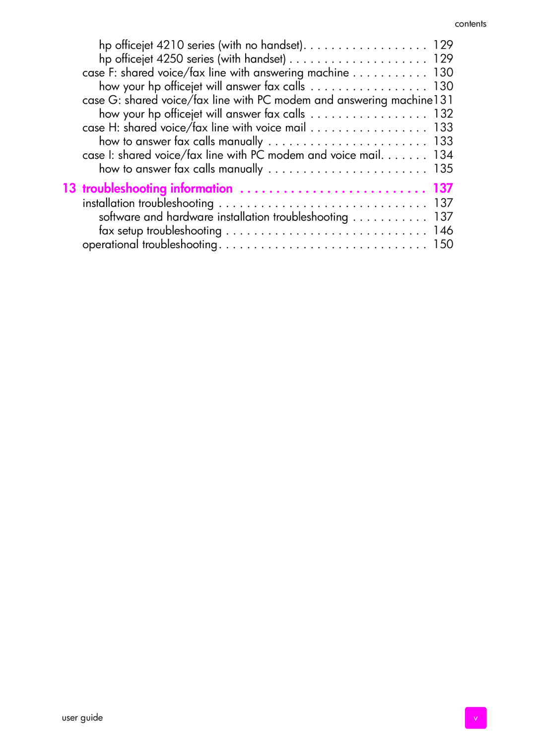 HP 4255, 4215v, 4215xi manual Troubleshooting information 137 