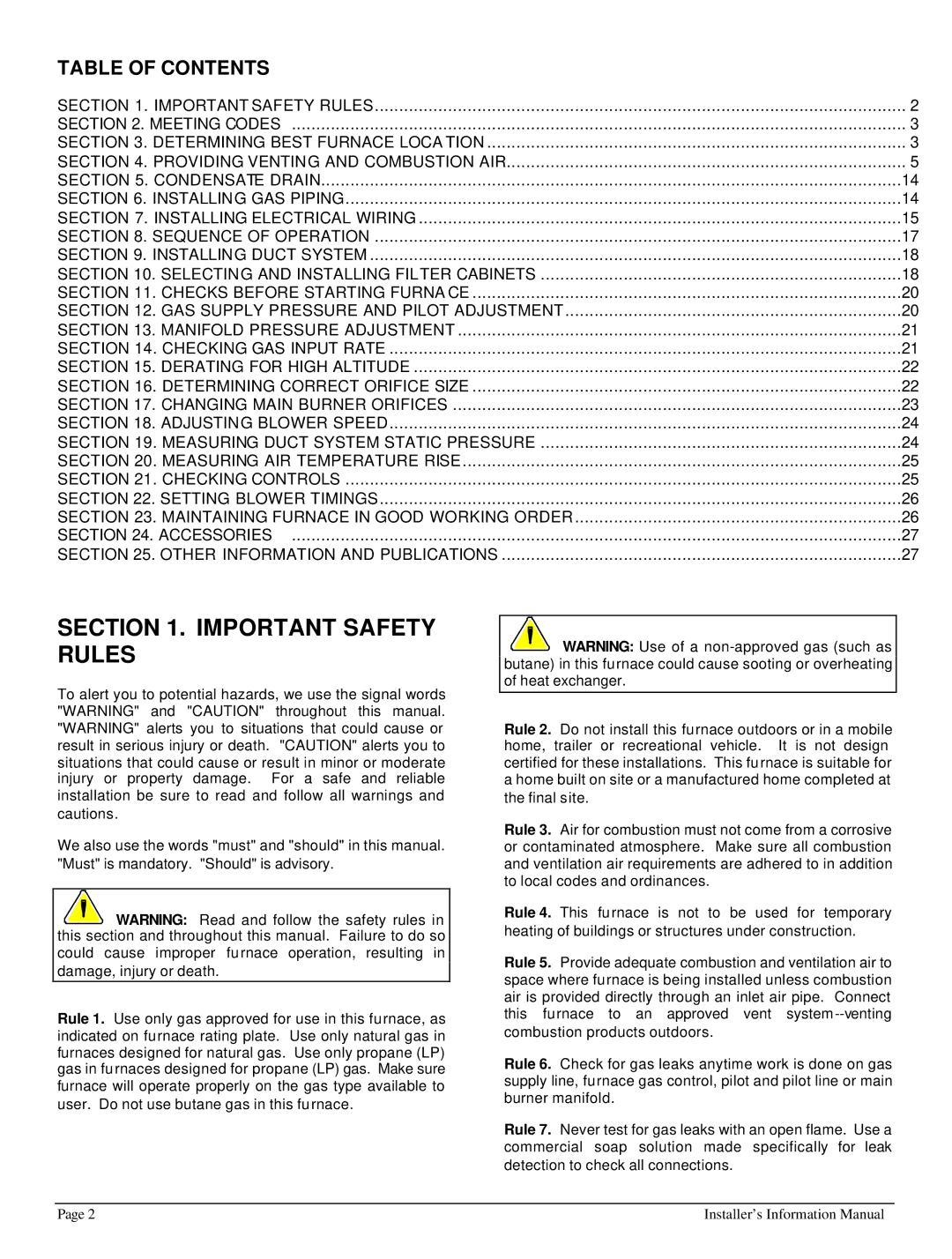 HP 422690 I manual Important Safety Rules, Table of Contents 