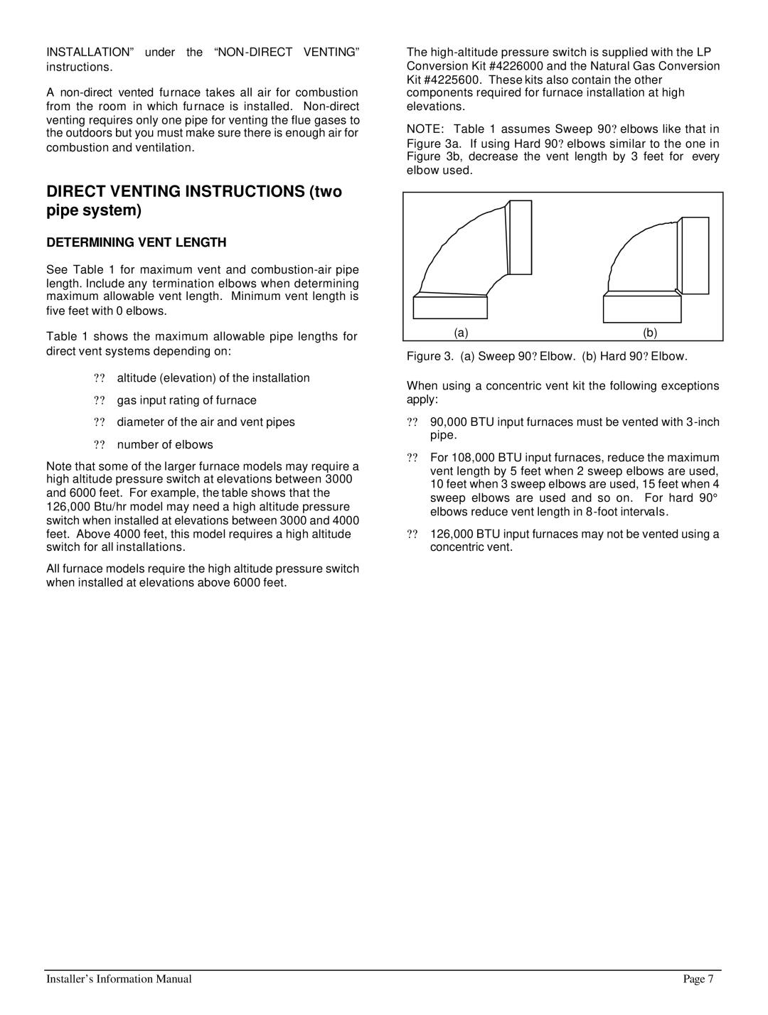 HP 422690 I manual Direct Venting Instructions two pipe system, Determining Vent Length 