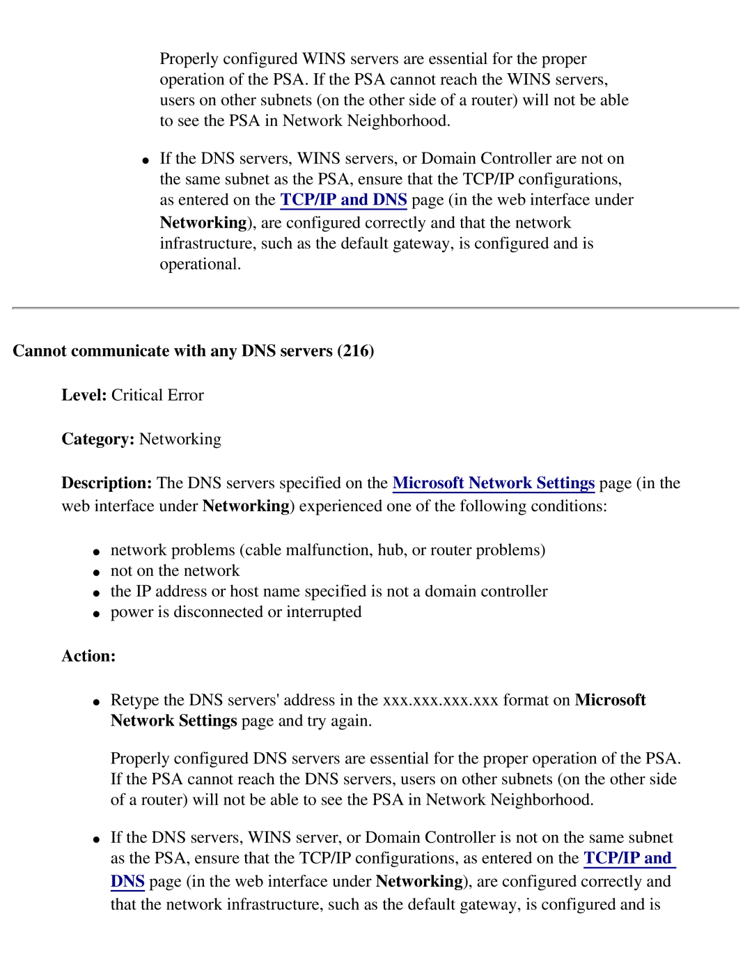 HP 4250 manual Cannot communicate with any DNS servers 