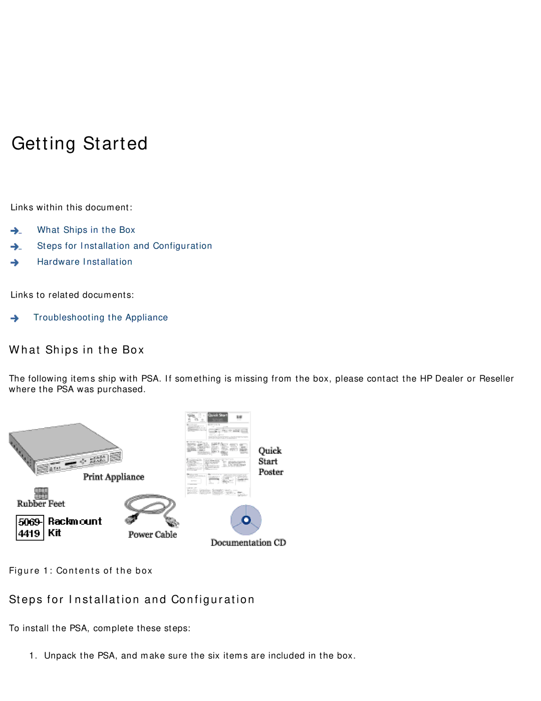 HP 4250 manual Getting Started, What Ships in the Box, Steps for Installation and Configuration 