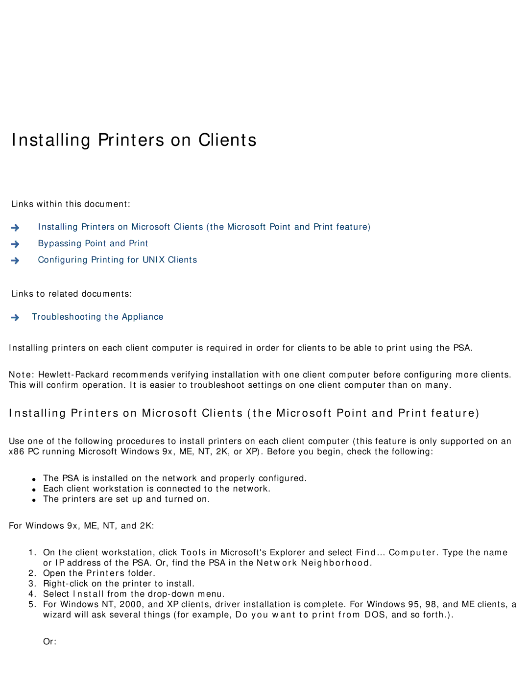 HP 4250 manual Installing Printers on Clients 