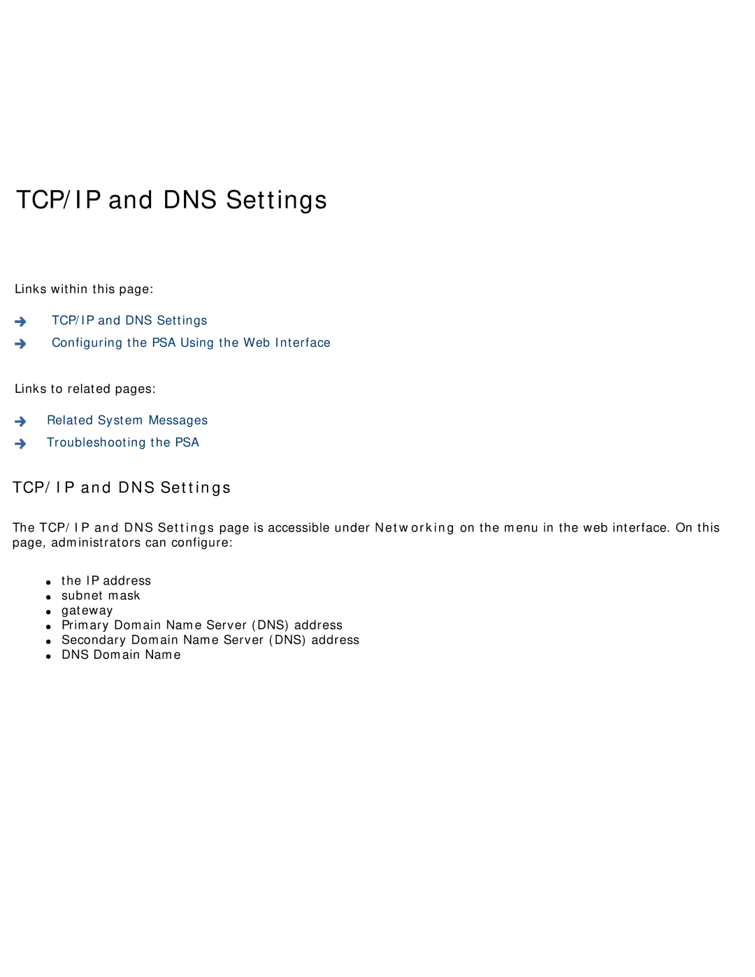 HP 4250 manual TCP/IP and DNS Settings 