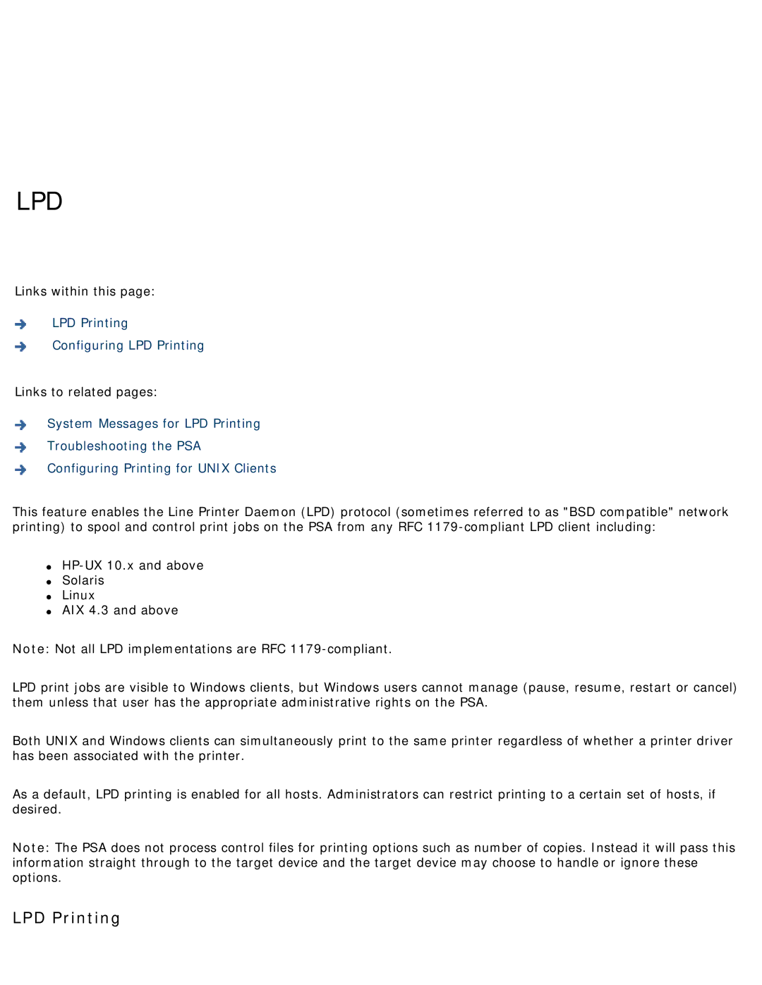 HP 4250 manual Lpd, LPD Printing 