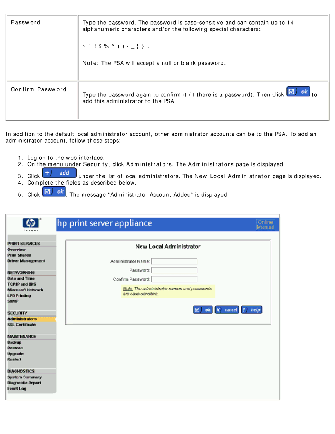 HP 4250 manual Confirm Password 