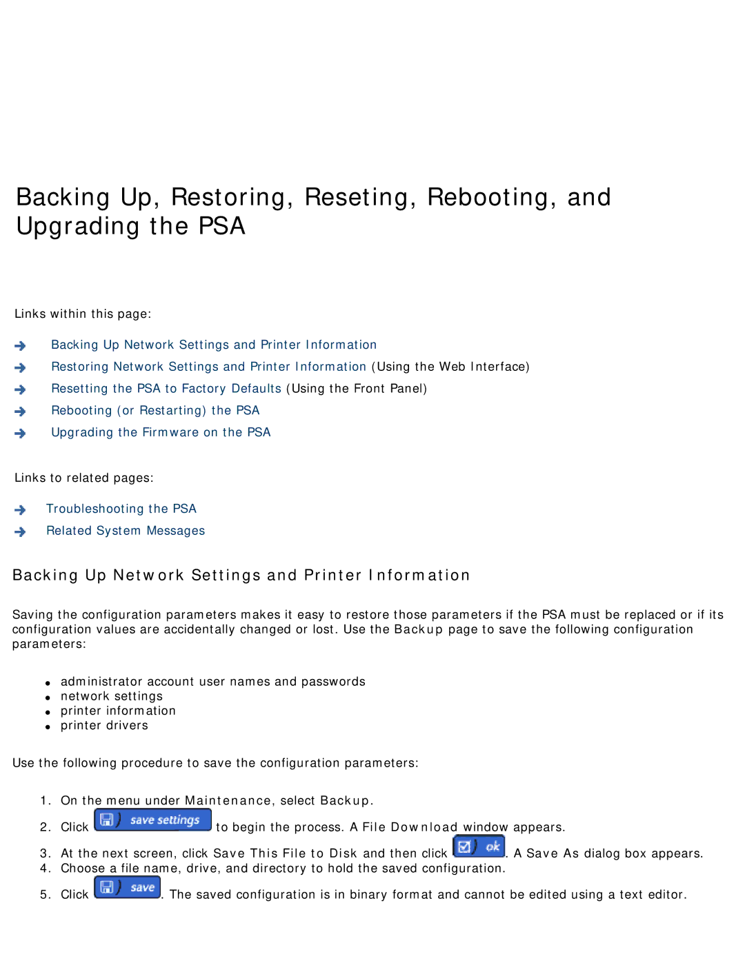 HP 4250 manual Backing Up Network Settings and Printer Information 