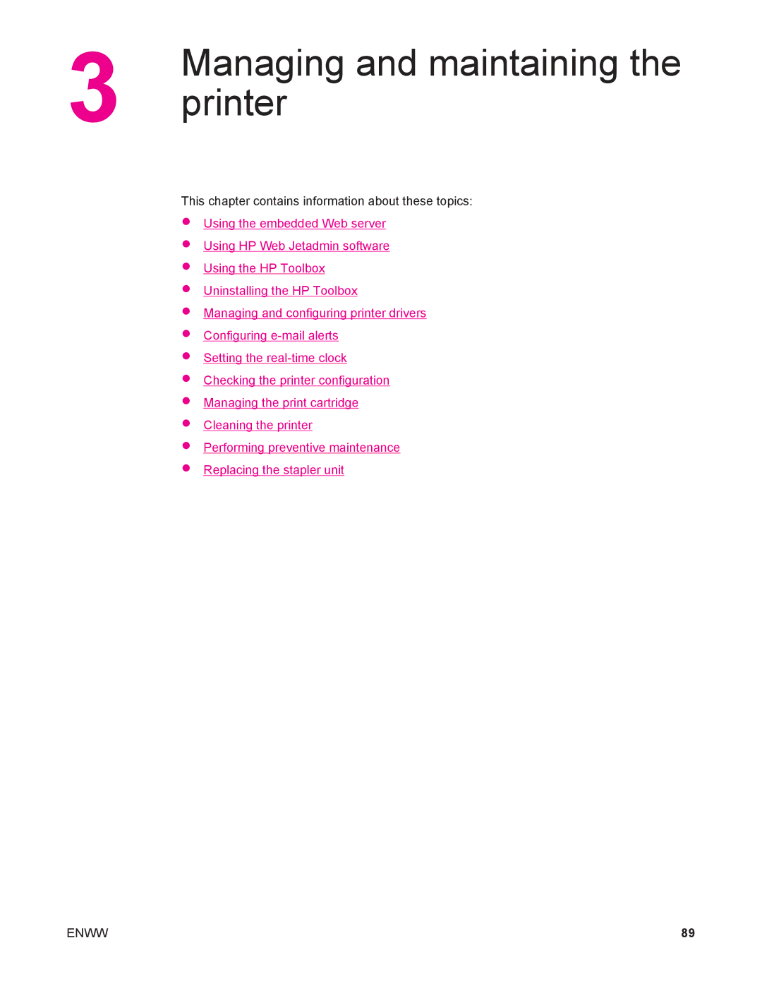 HP 4250/4350 manual Managing and maintaining the printer 