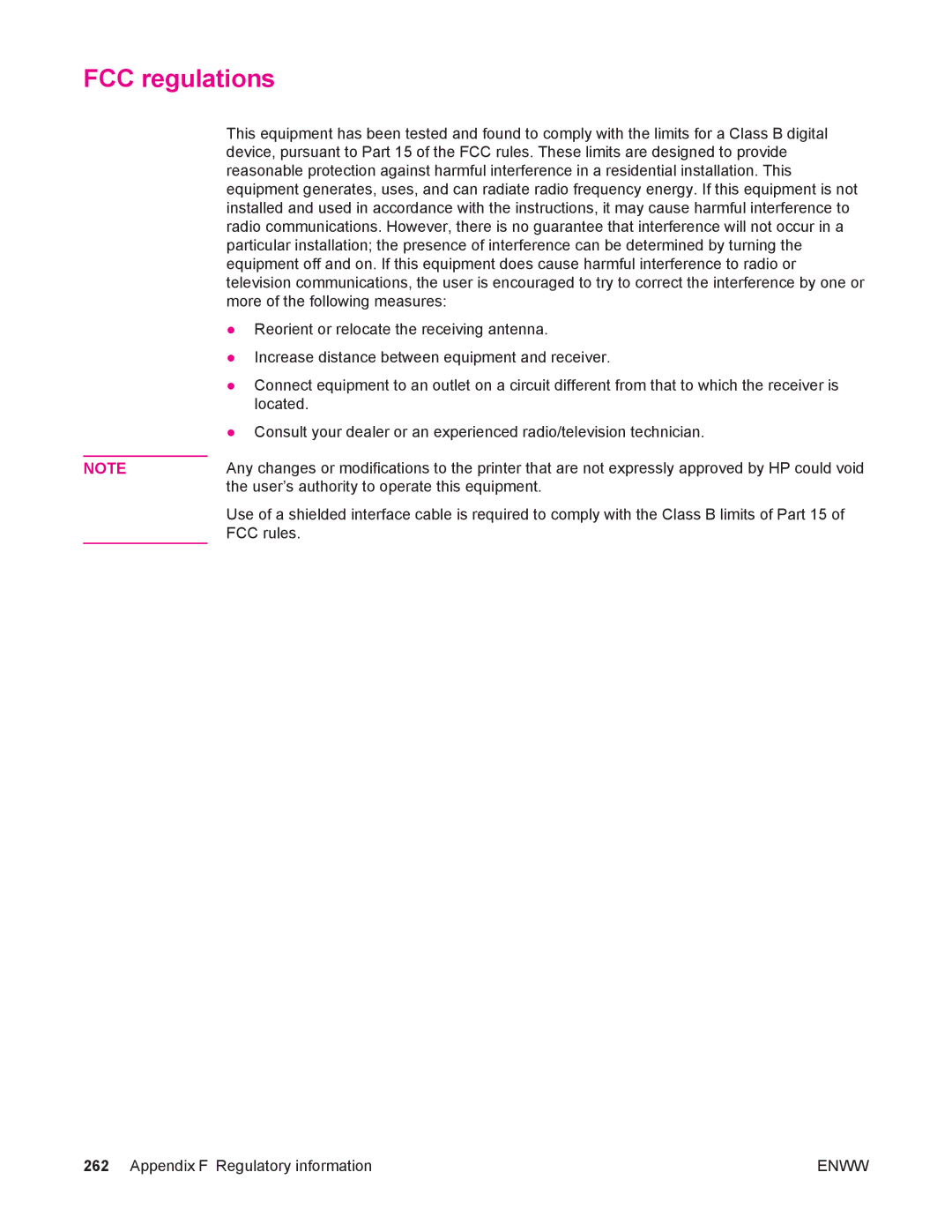 HP 4250/4350 manual FCC regulations 