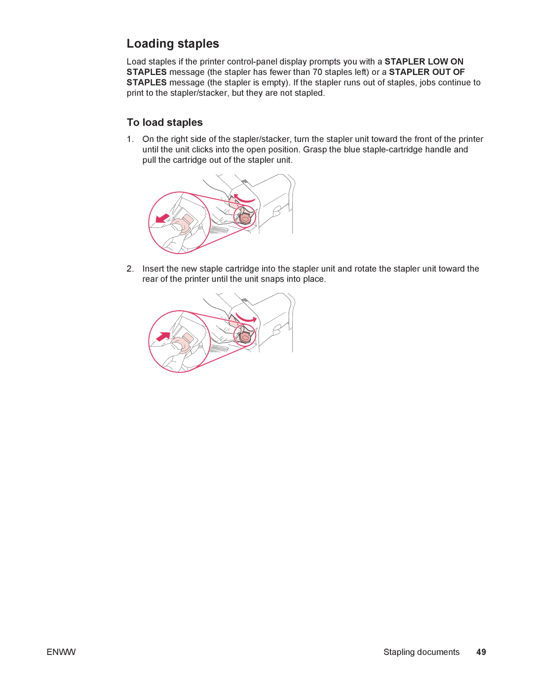 HP 4250/4350 manual Loading staples, To load staples 