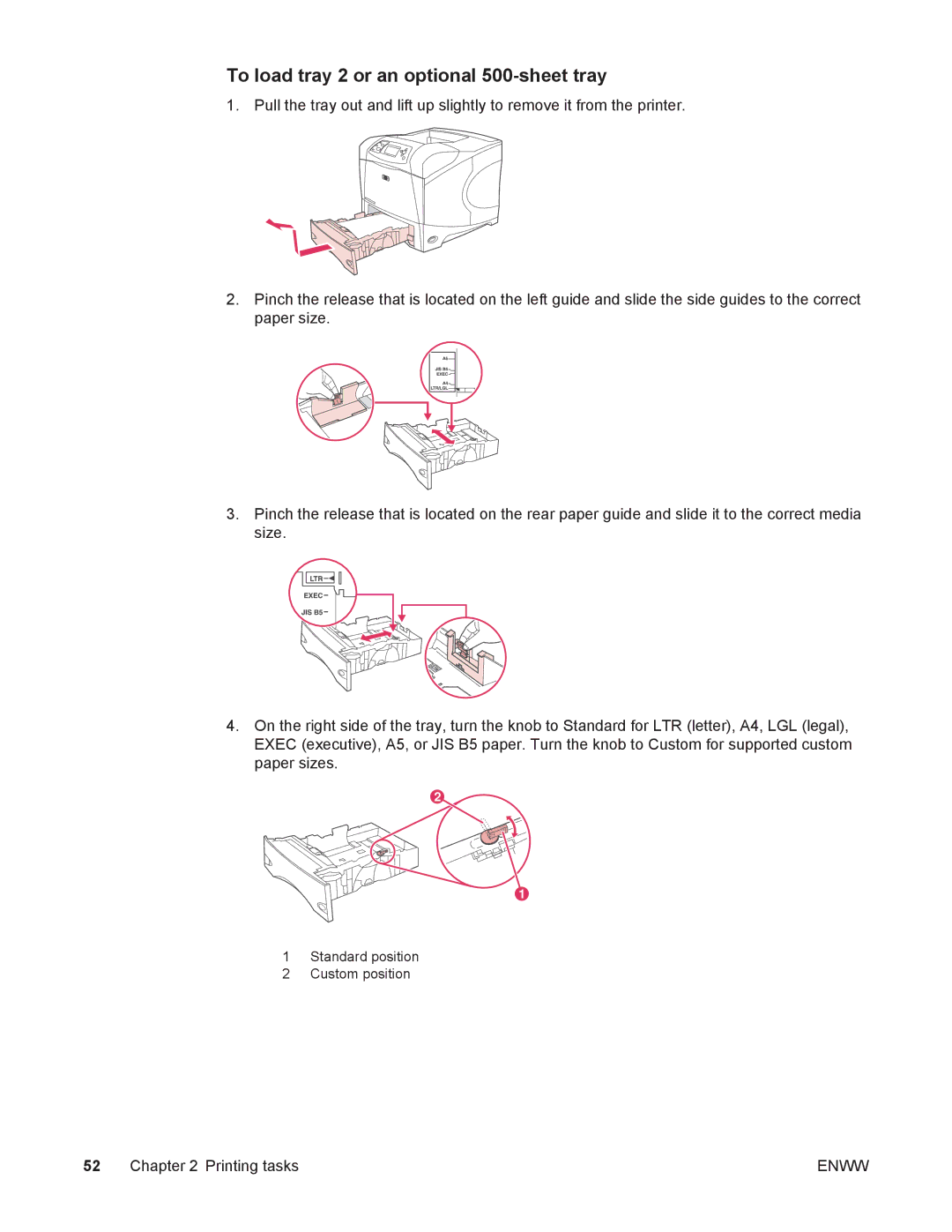 HP 4250/4350 manual To load tray 2 or an optional 500-sheet tray 