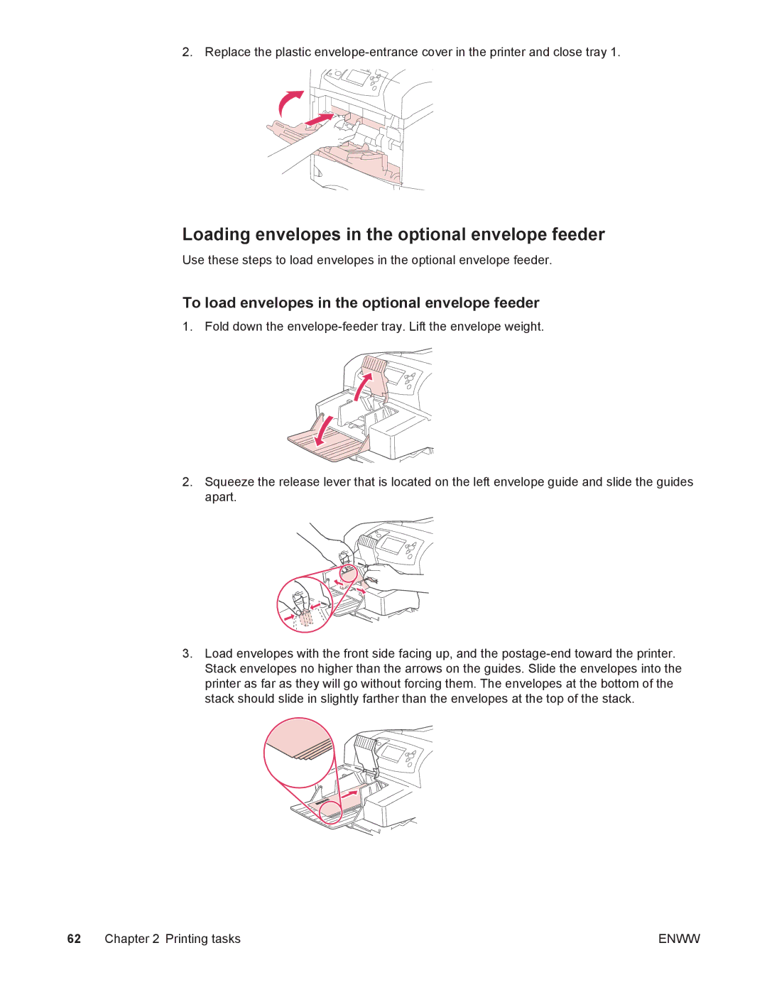 HP 4250/4350 manual Loading envelopes in the optional envelope feeder 