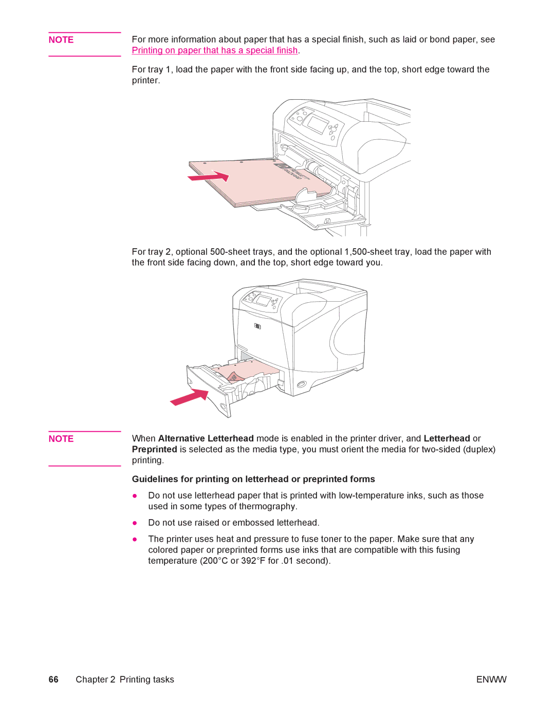 HP 4250/4350 manual Guidelines for printing on letterhead or preprinted forms 