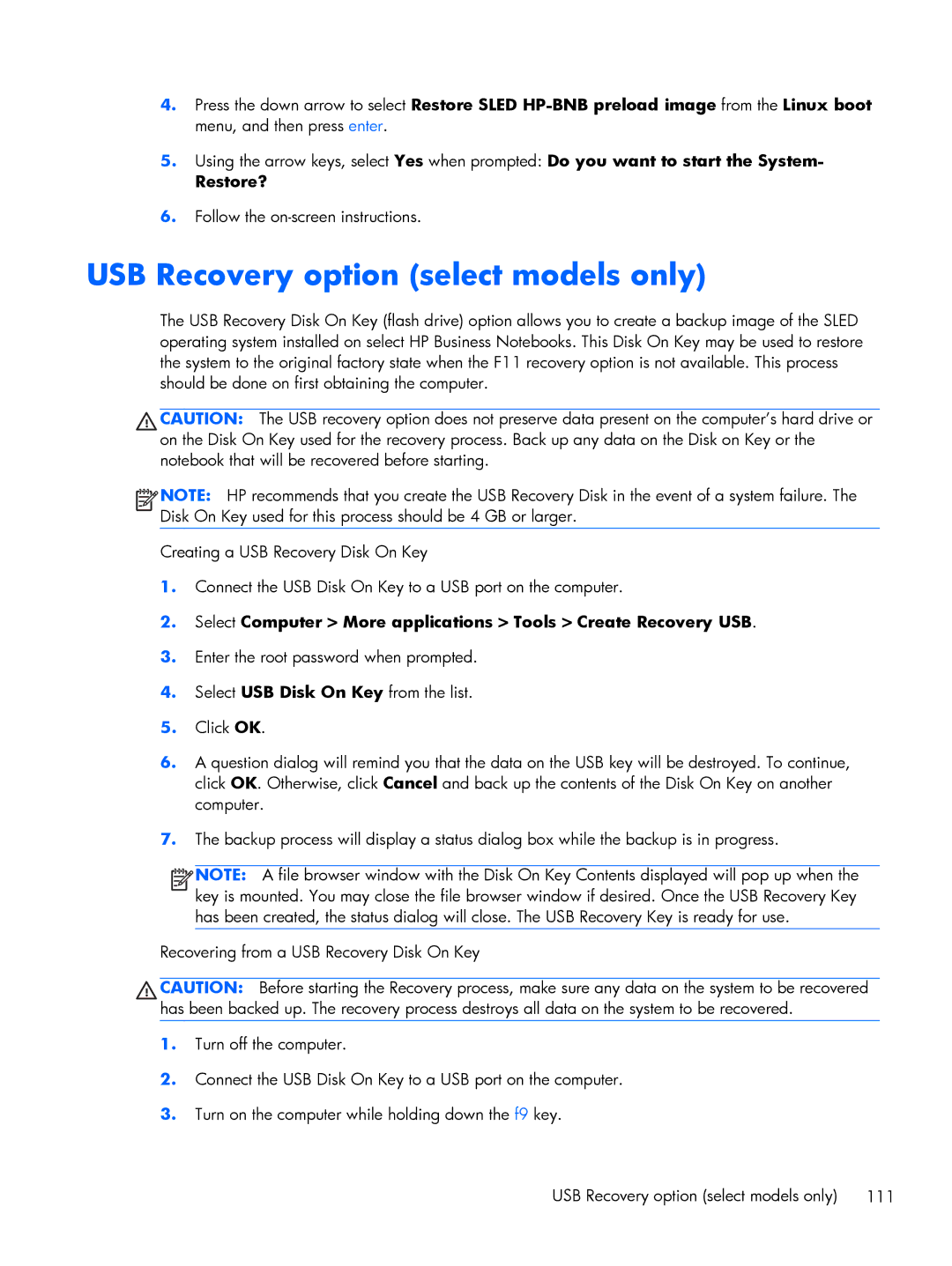 HP 430 G1 E3U87UTABA USB Recovery option select models only, Select Computer More applications Tools Create Recovery USB 