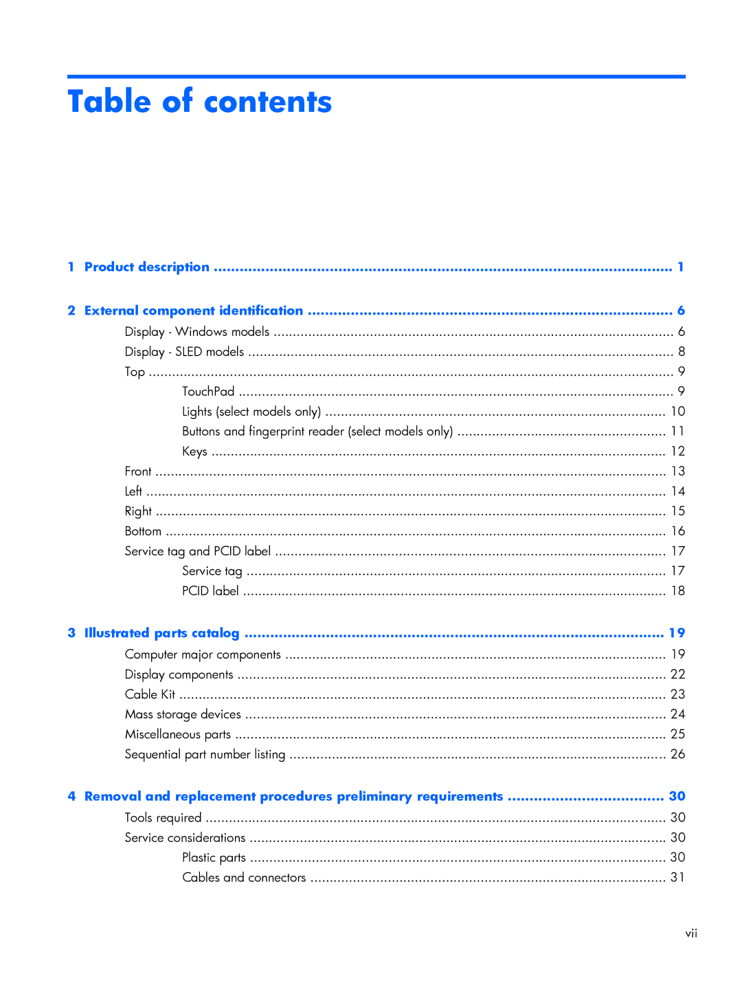 HP 430 G1 E3U87UTABA, 430 G1 E3U85UTABA, 430 G1 E3U93UTABA manual Table of contents 