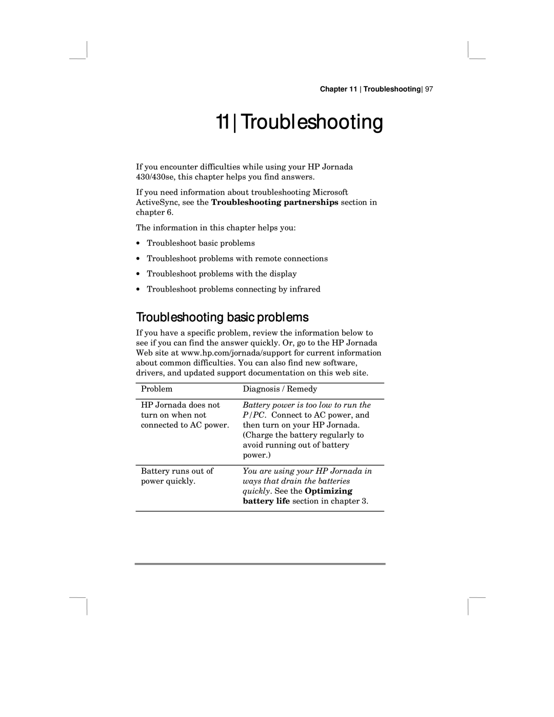 HP 430 SE manual Troubleshooting basic problems 