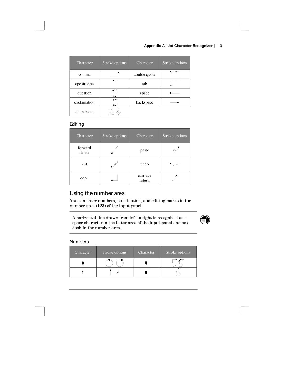 HP 430 SE manual Using the number area, Editing, Numbers 