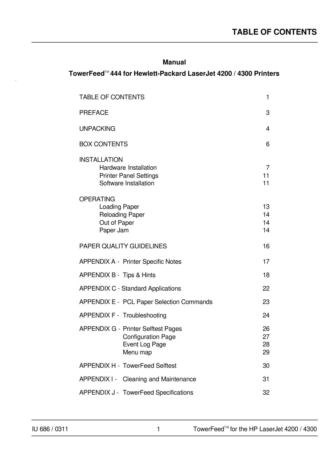 HP 4300 manual Table of Contents 