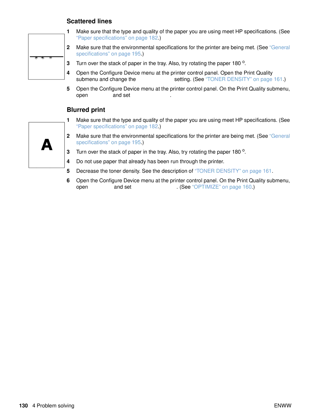 HP 4200tn, 4300dtns, 4200n, 4200dtnsl manual Scattered lines, Blurred print 