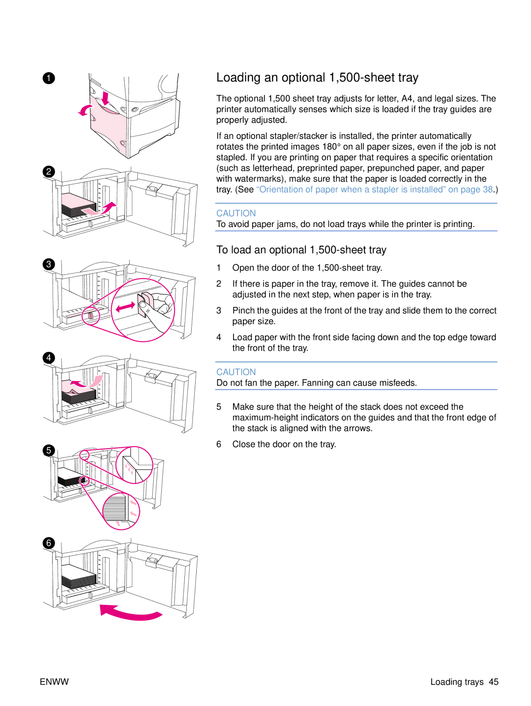 HP 4300dtns, 4200n, 4200dtnsl, 4200tn manual Loading an optional 1,500-sheet tray, To load an optional 1,500-sheet tray 