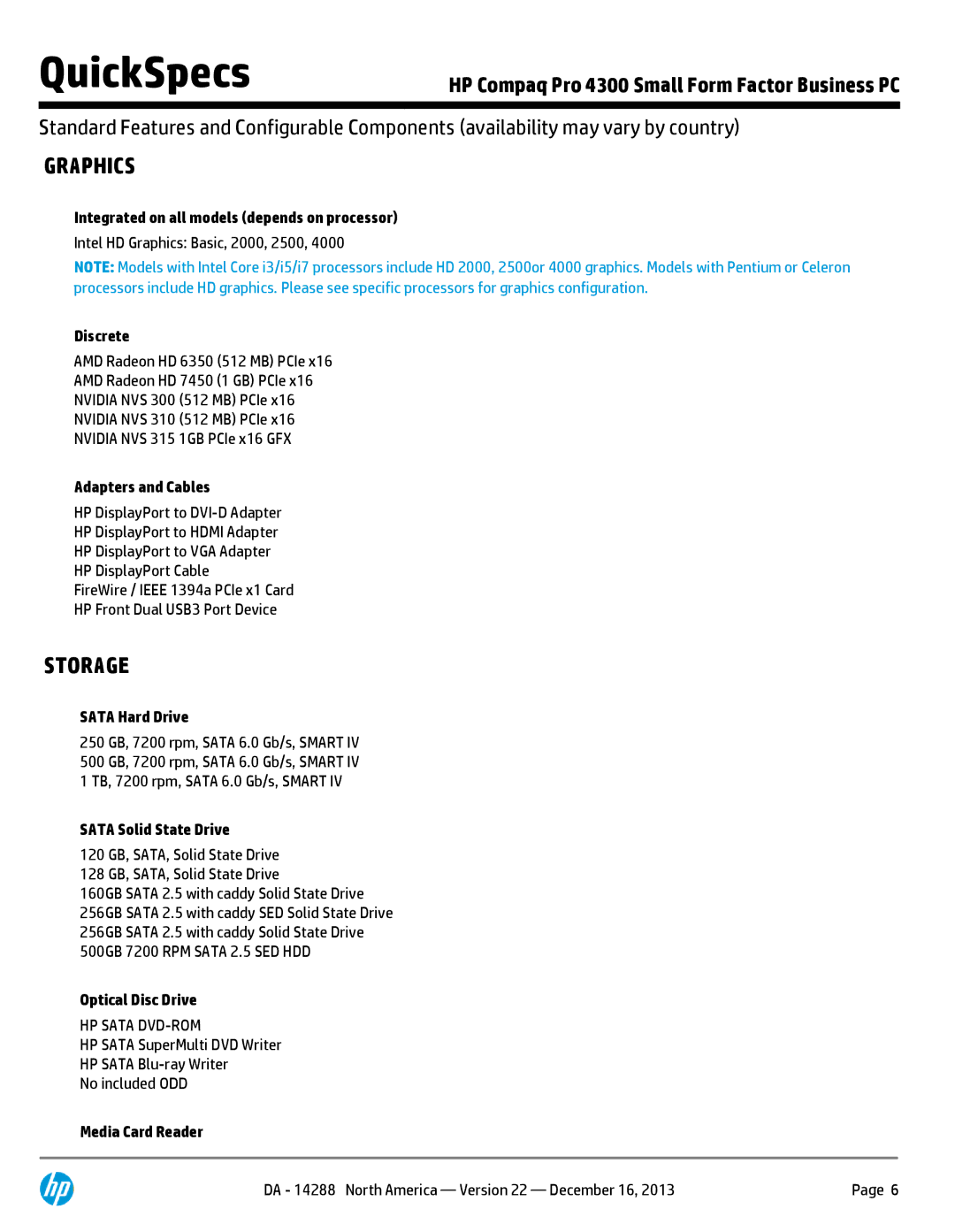 HP 4300P C7A41UT#ABA manual Graphics, Storage 