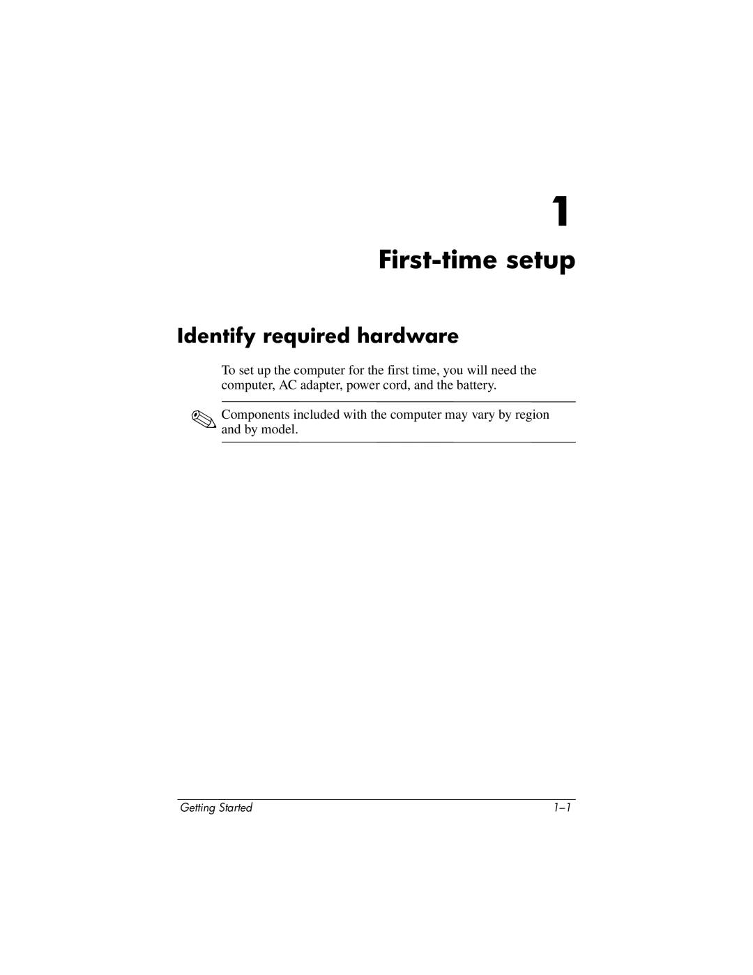 HP 430239-001 manual First-time setup, Identify required hardware 