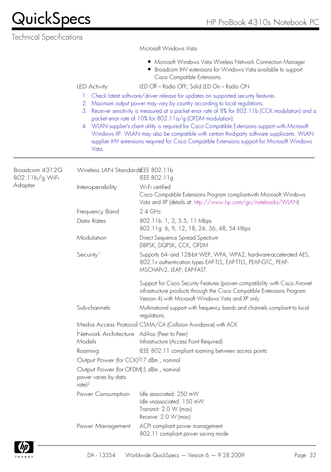 HP 4310S manual DBPSK, DQPSK, CCK, Ofdm, Security1 