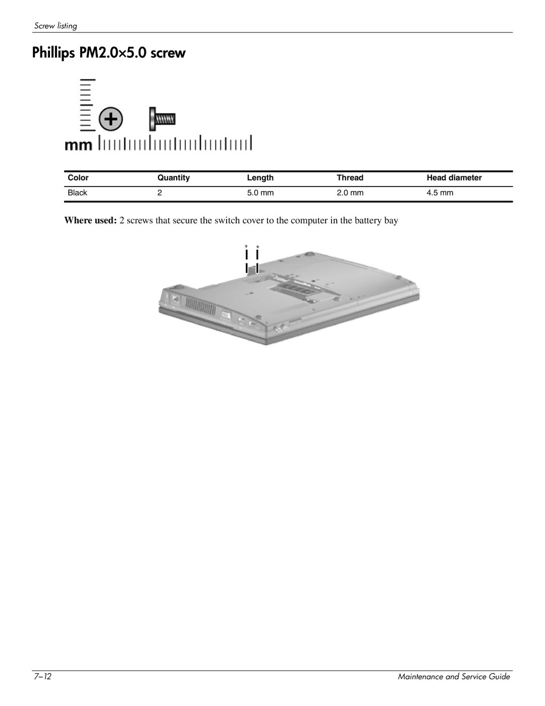 HP 4311S manual Phillips PM2.0×5.0 screw 