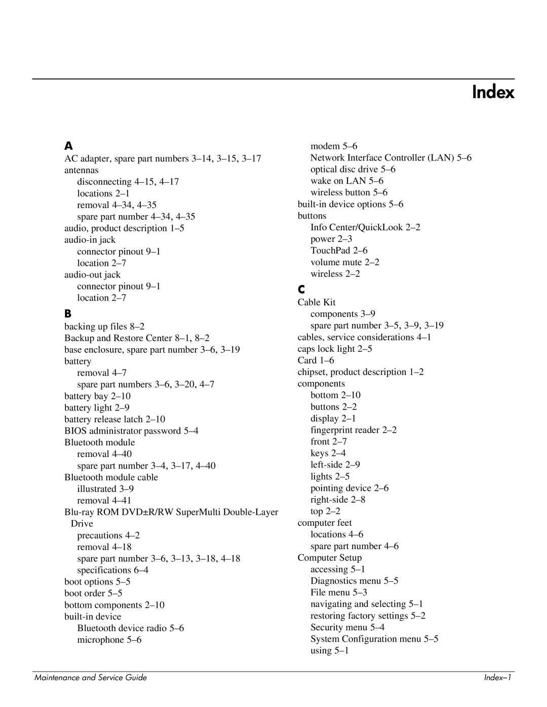 HP 4311S manual Index 