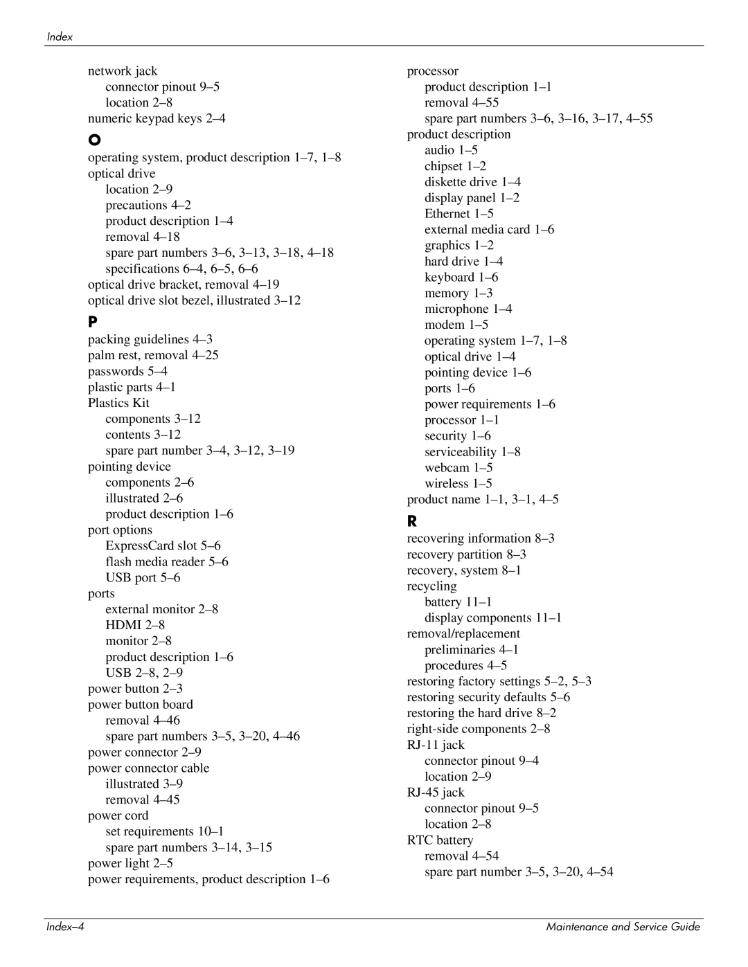 HP 4311S manual Index-4 