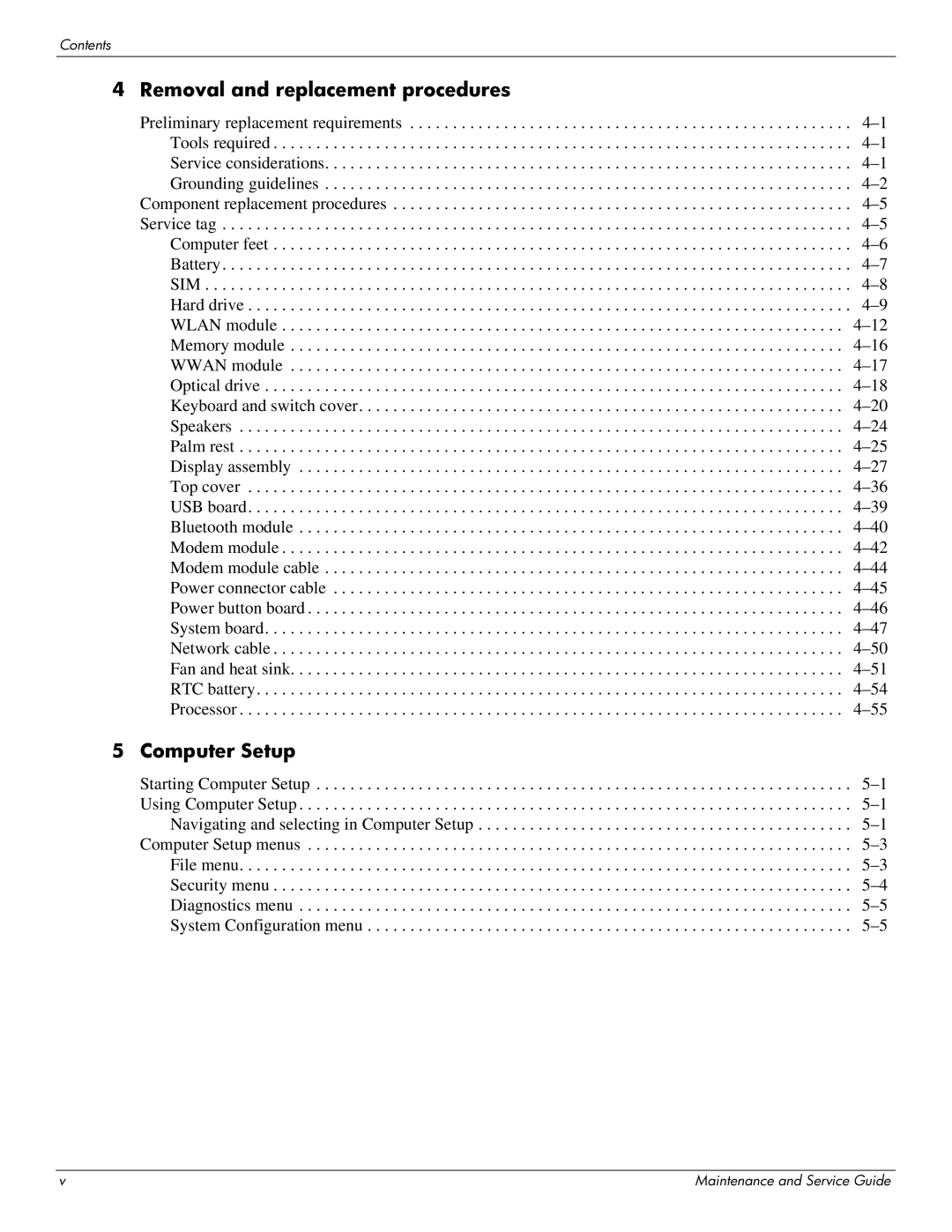 HP 4311S manual Removal and replacement procedures 