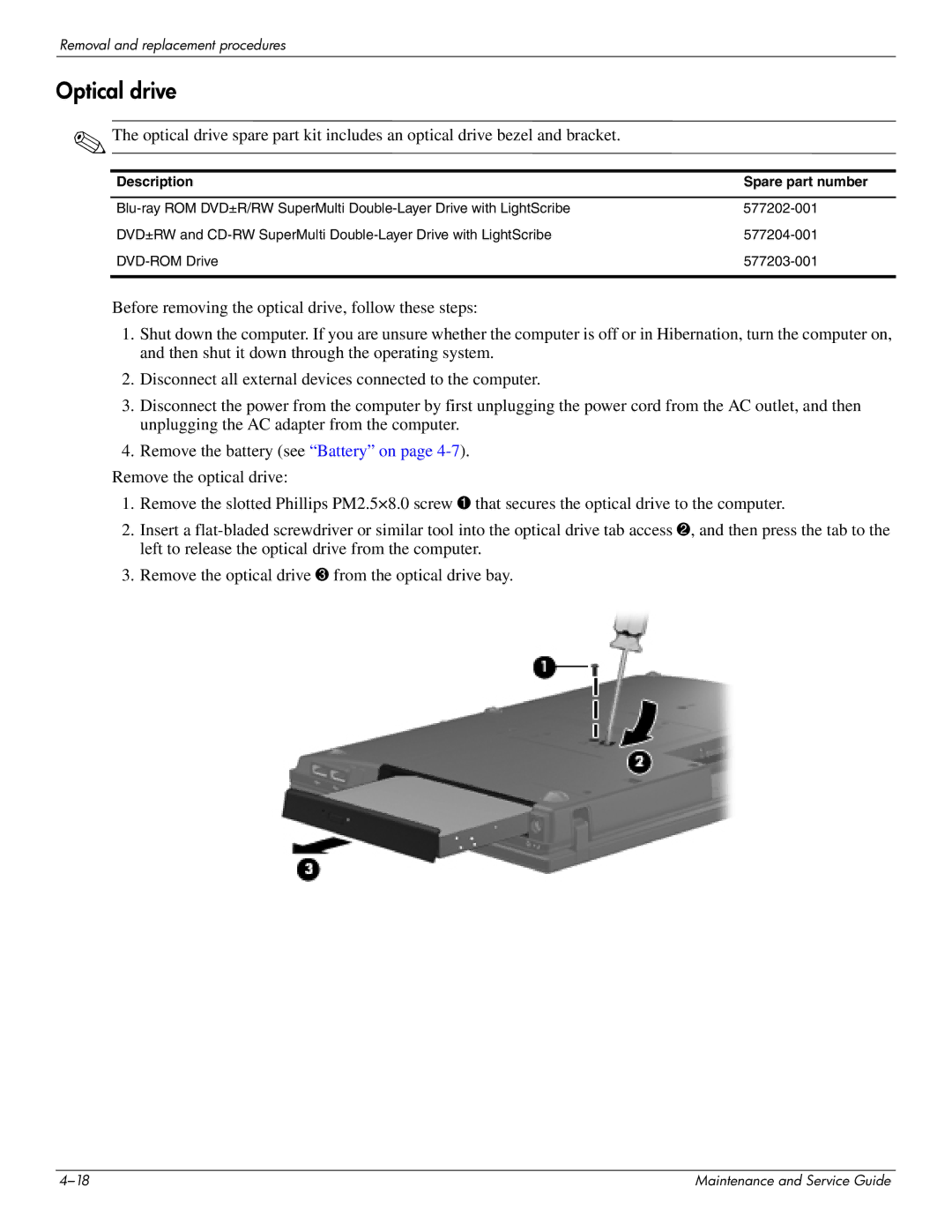 HP 4311S manual Optical drive 