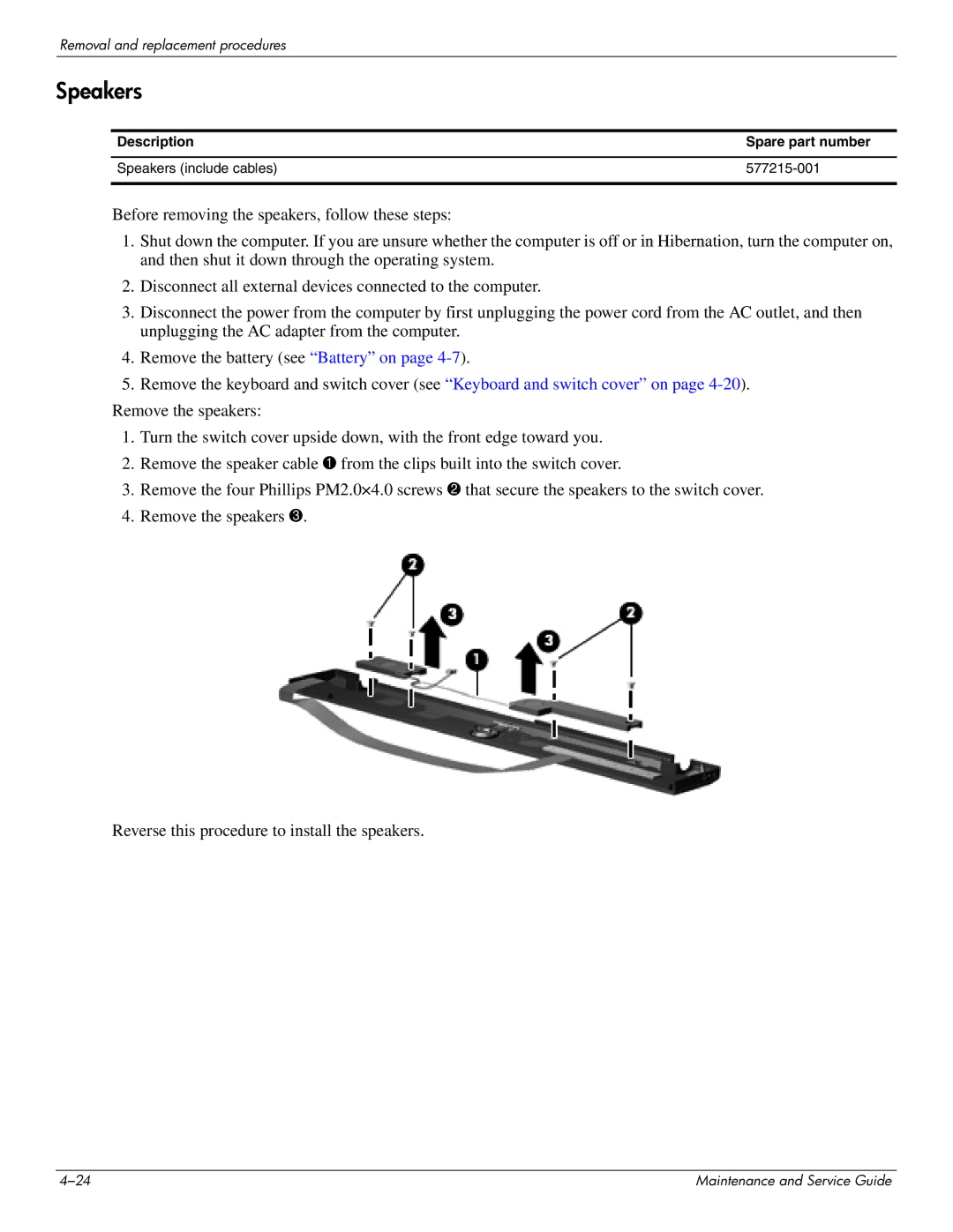 HP 4311S manual Speakers 