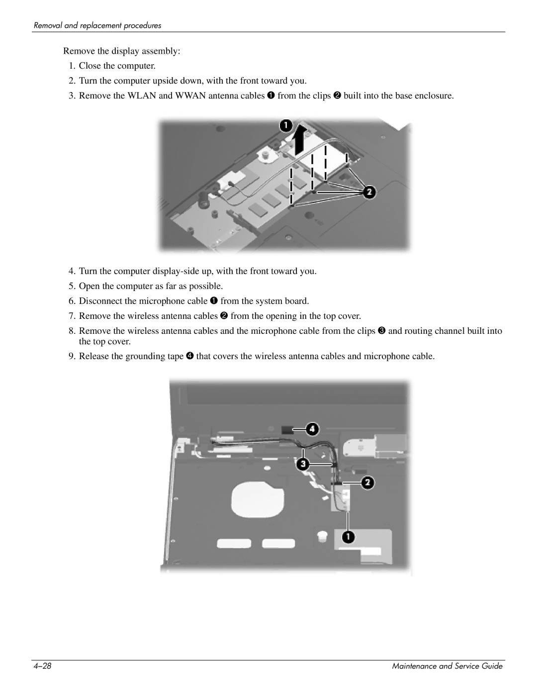 HP 4311S manual Removal and replacement procedures 