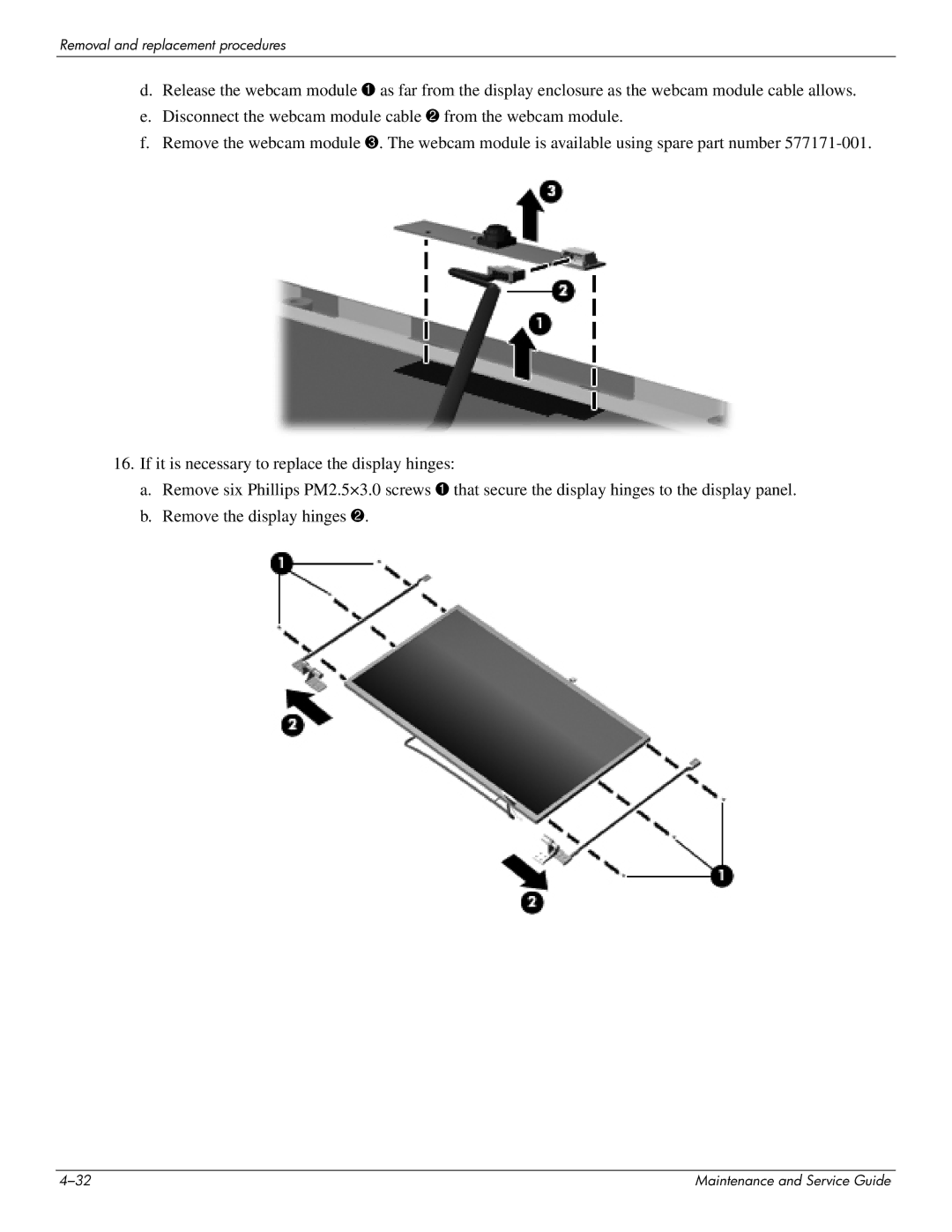 HP 4311S manual Removal and replacement procedures 