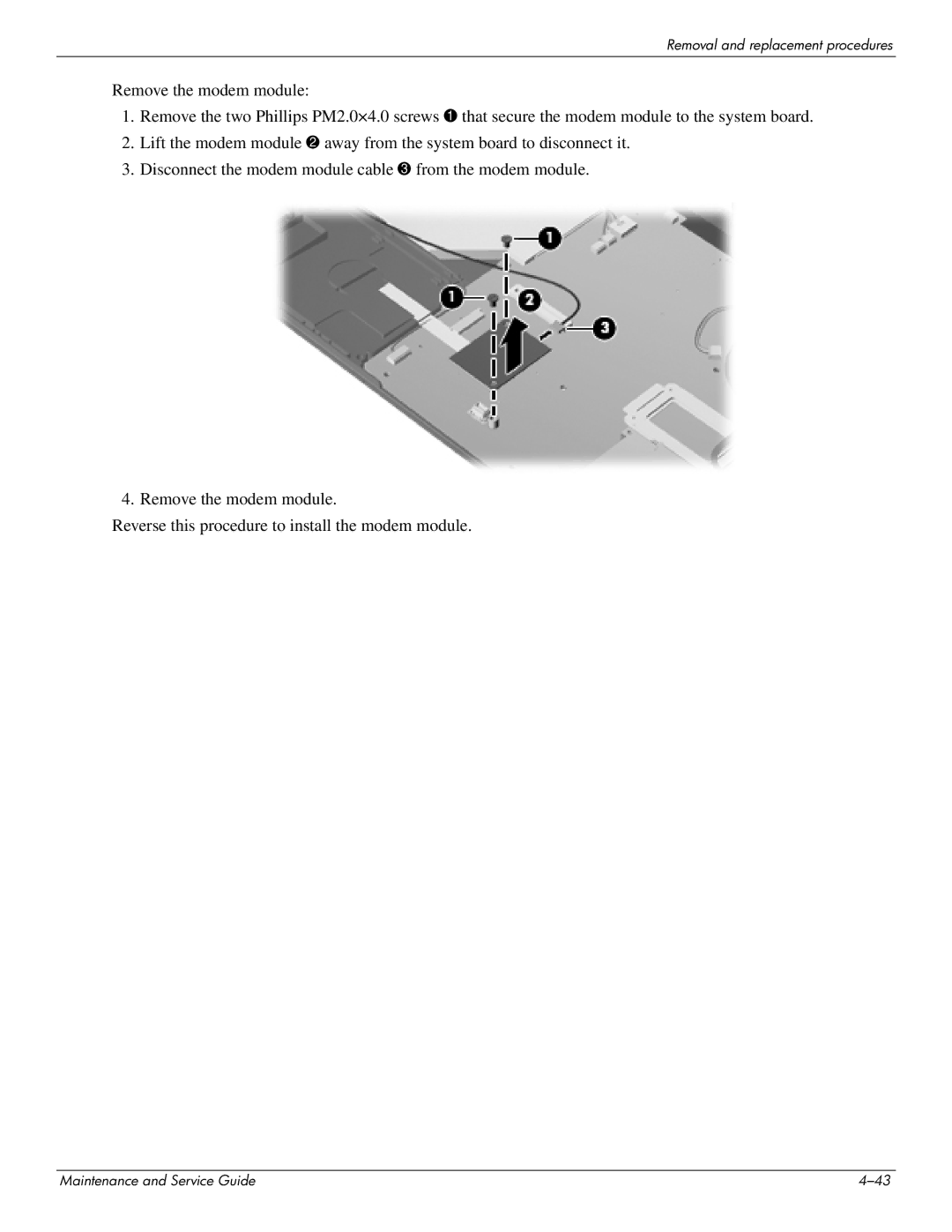 HP 4311S manual Removal and replacement procedures 