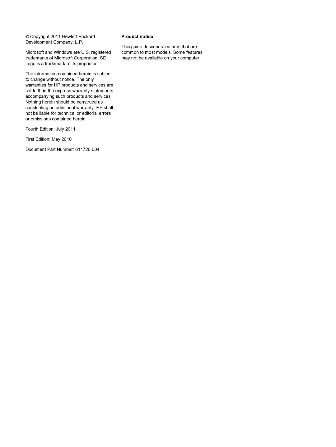 HP 4320t Mobile manual Product notice 