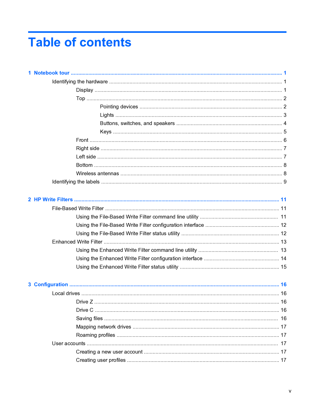 HP 4320t Mobile manual Table of contents 