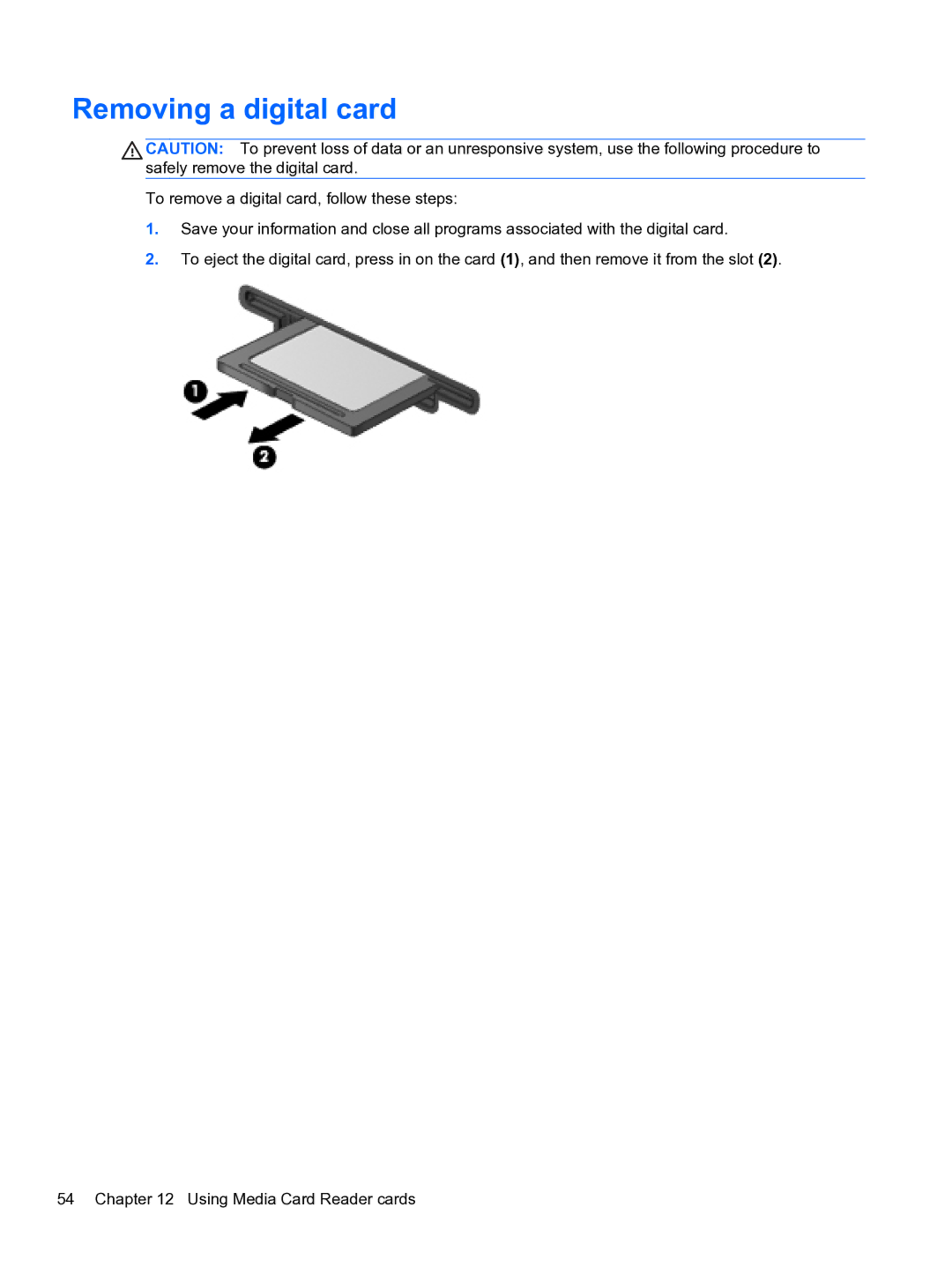 HP 4320t Mobile manual Removing a digital card 