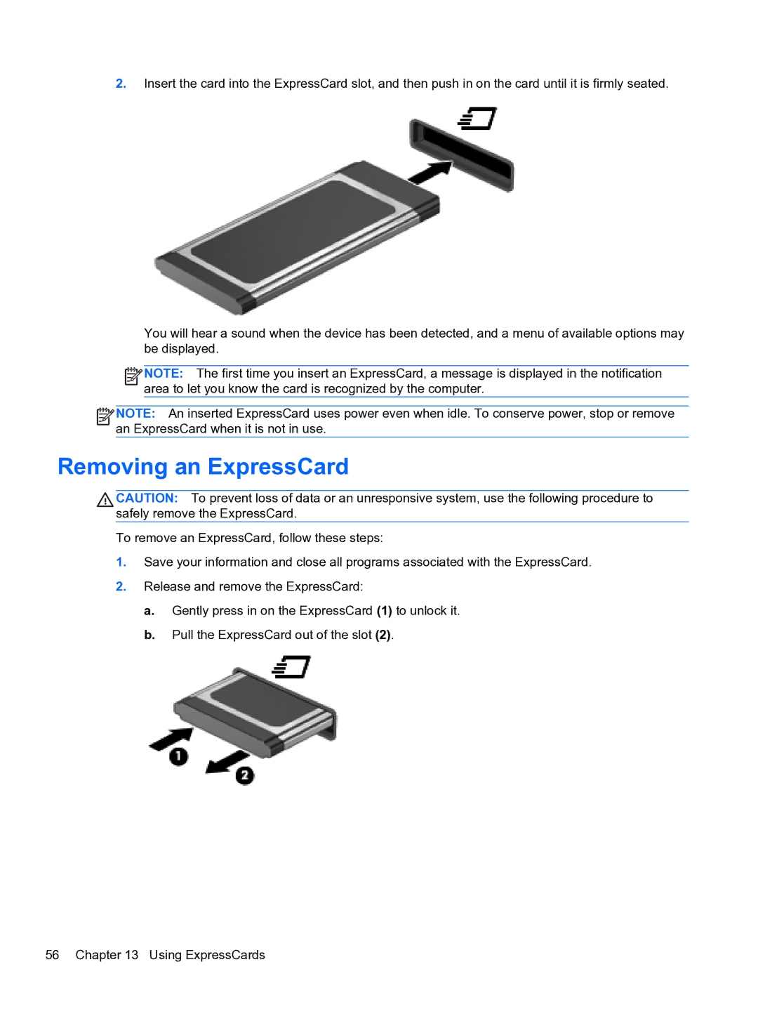 HP 4320t Mobile manual Removing an ExpressCard 