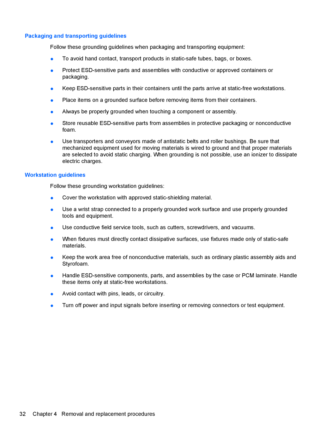 HP 4320T manual Packaging and transporting guidelines 