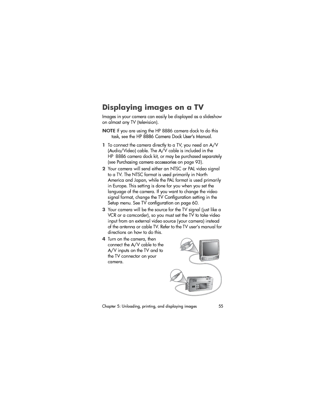 HP 435, 433 manual Displaying images on a TV 