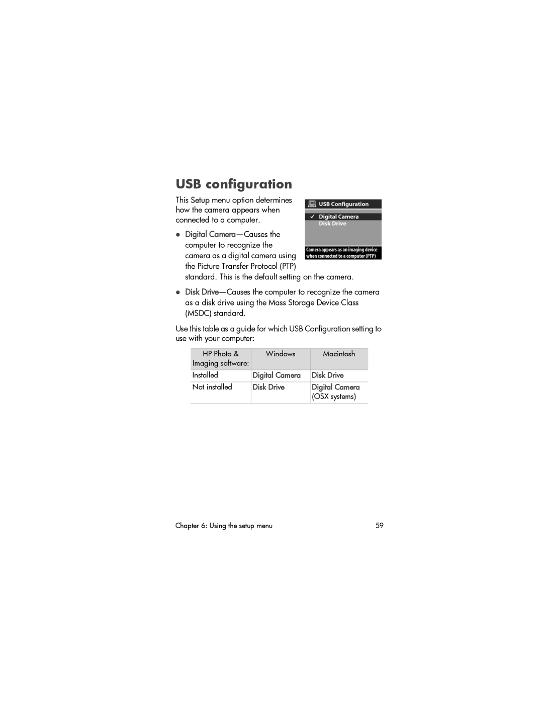 HP 435, 433 manual USB configuration, Digital Camera Disk Drive, Disk Drive Digital Camera 