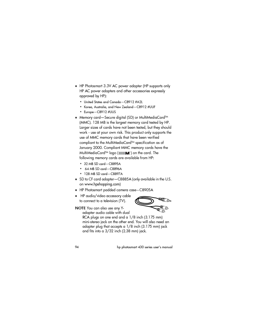 HP 433, 435 Hp photosmart 430 series user’s manual 