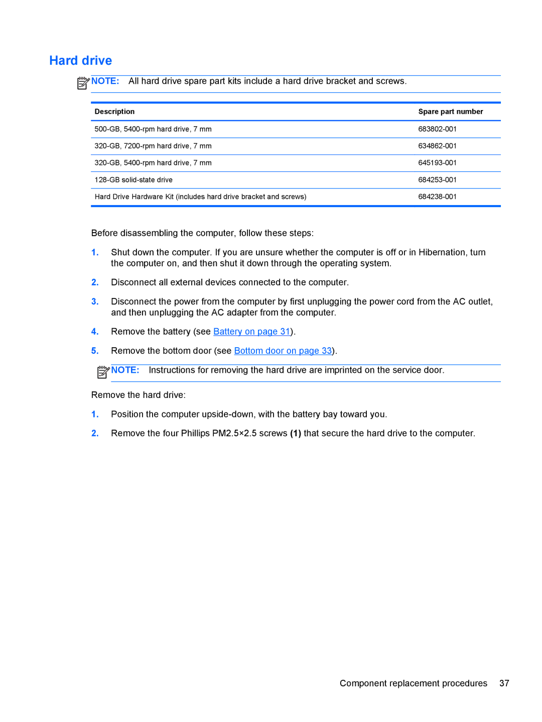 HP 4340S manual Hard drive 