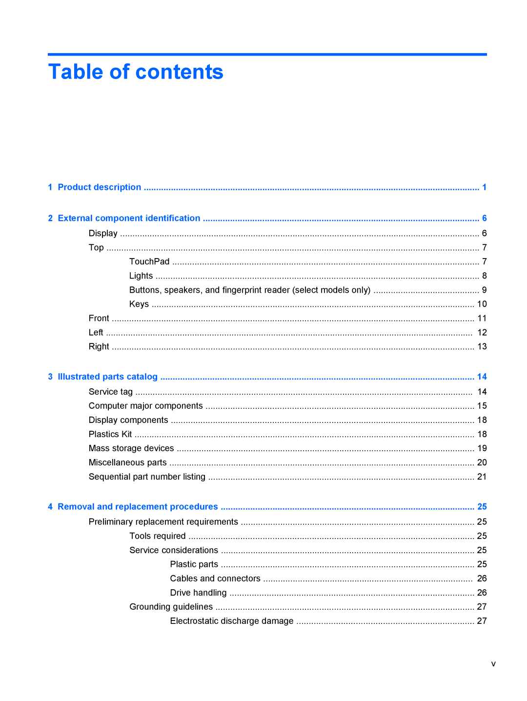 HP 4340S manual Table of contents 