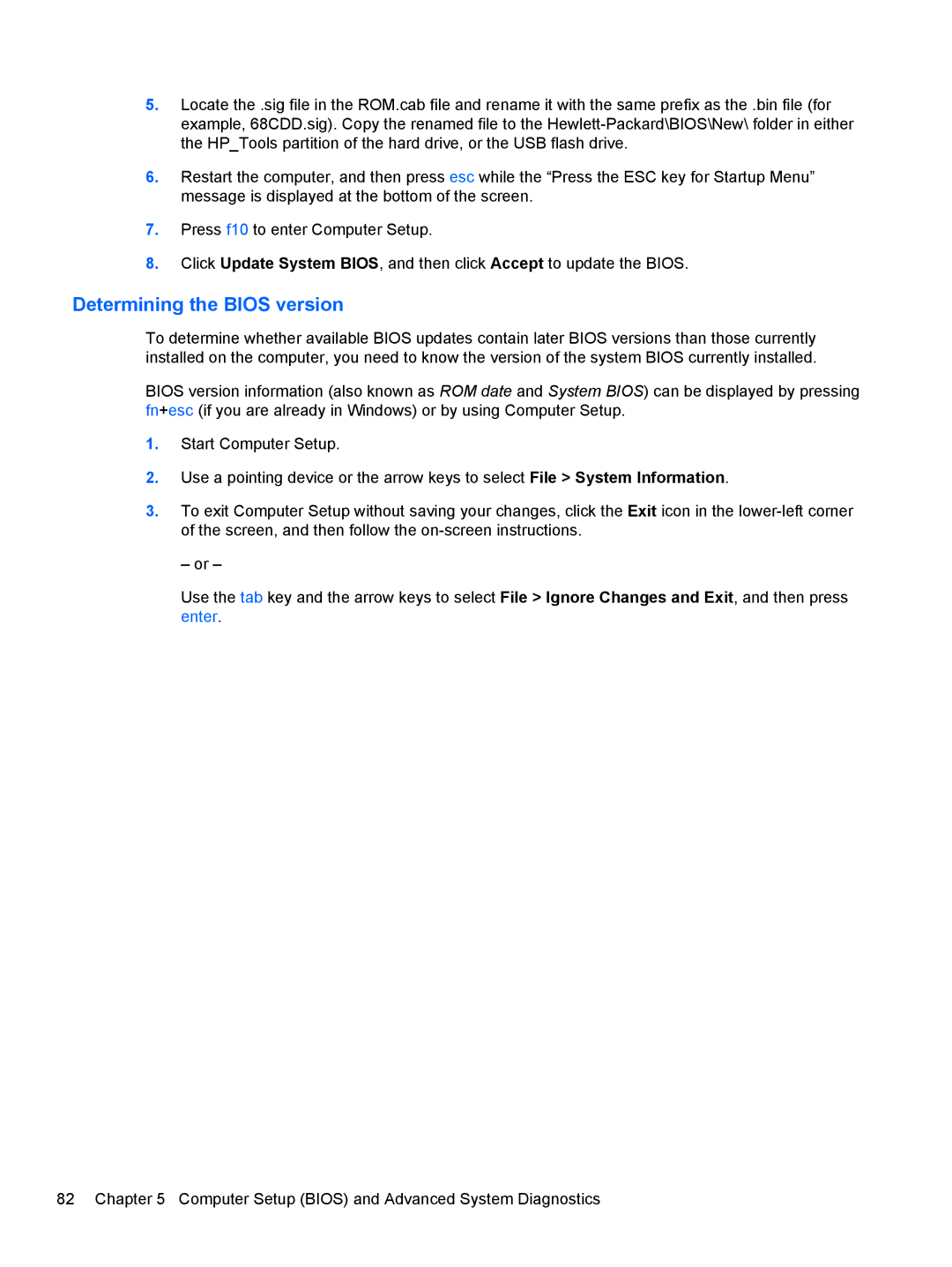 HP 4340S manual Determining the Bios version 