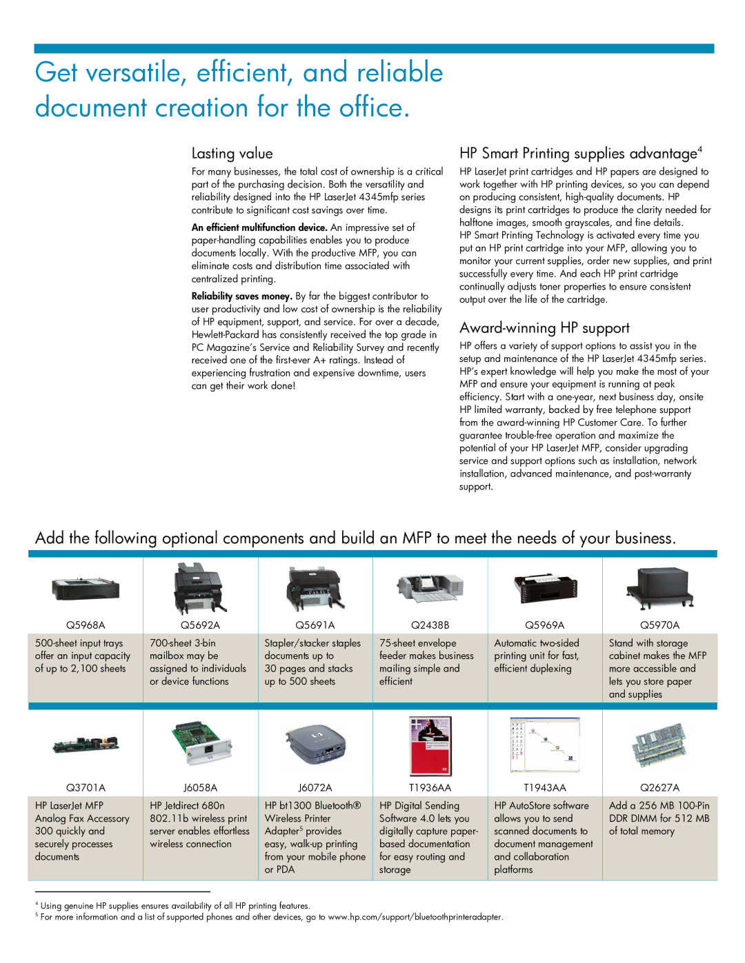 HP 4345mfp manual Lasting value 