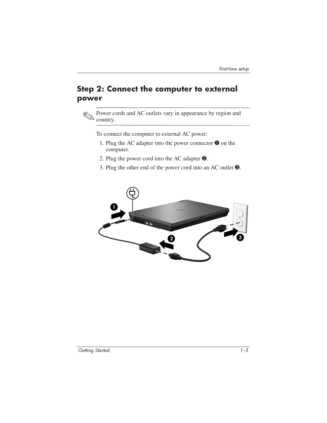 HP 435816-001 manual Connect the computer to external power 