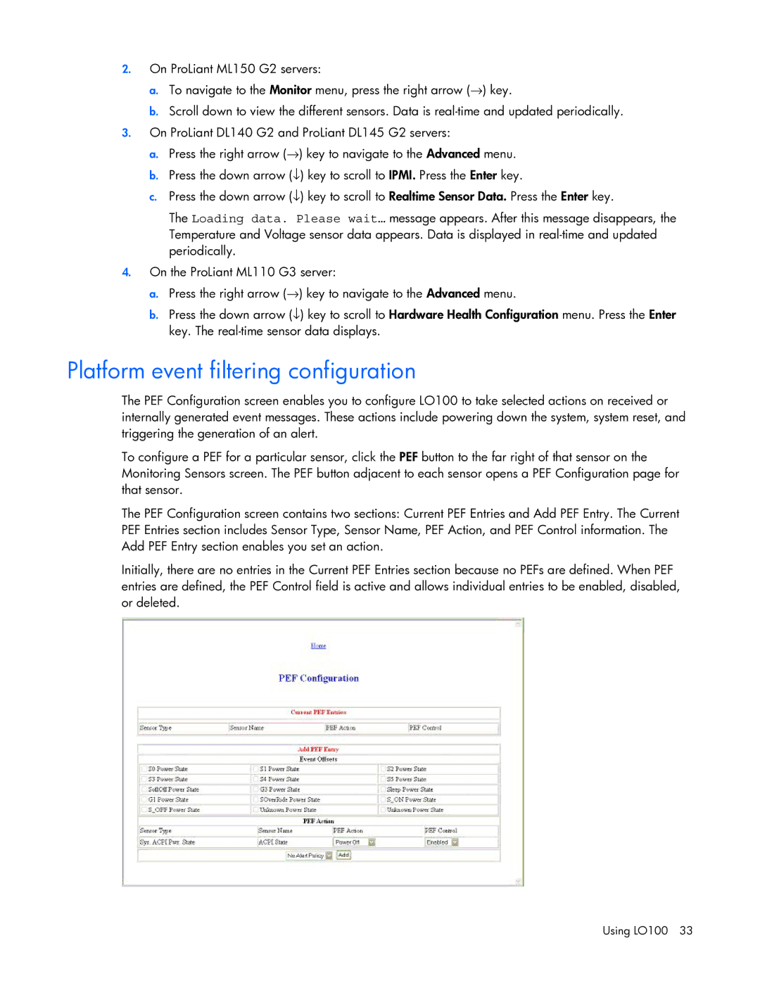 HP 436853-001 manual Platform event filtering configuration 