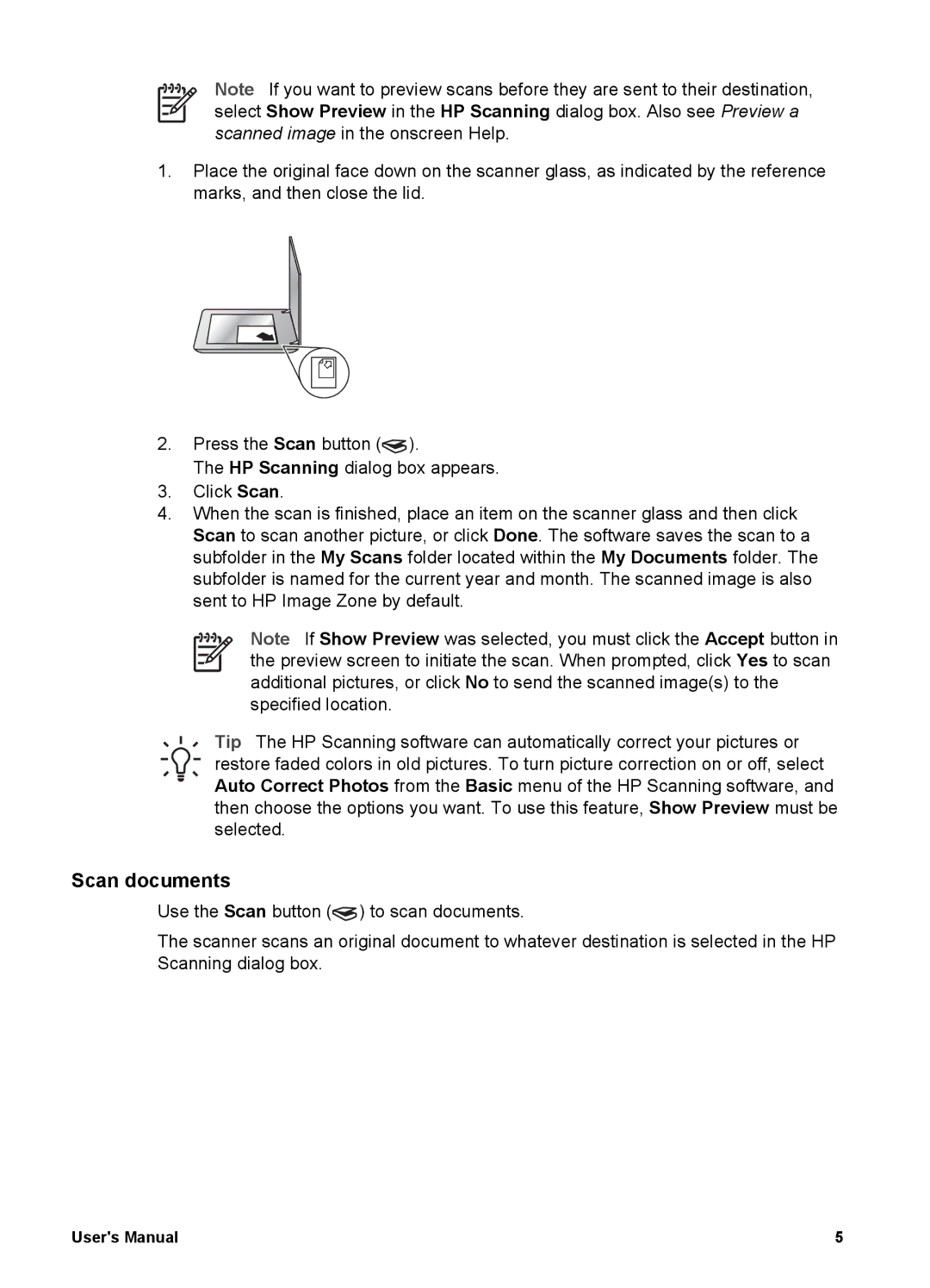 HP 4370 manual Scan documents 